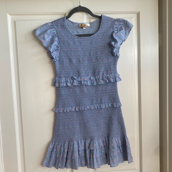Loveshackfancy X Revolve Aveline Mini Dress in Blue Baby Pomme - Picture 12 of 15
